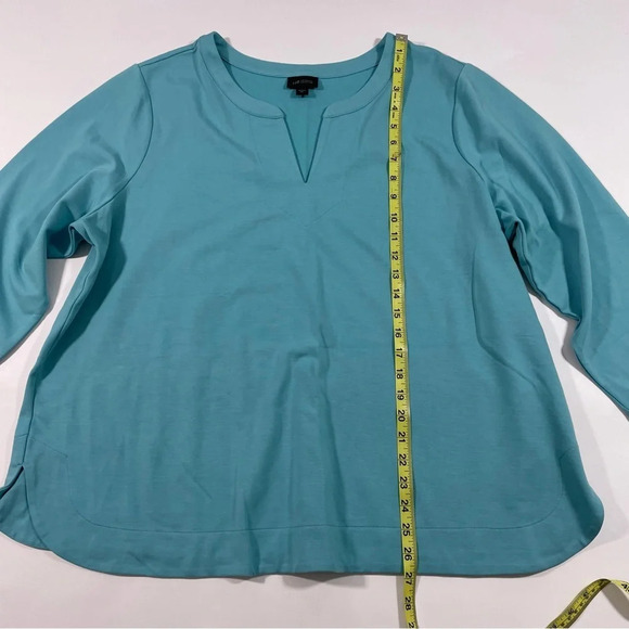 J Jill Double Face Jersey Split Neck Top Blue - Picture 6 of 7